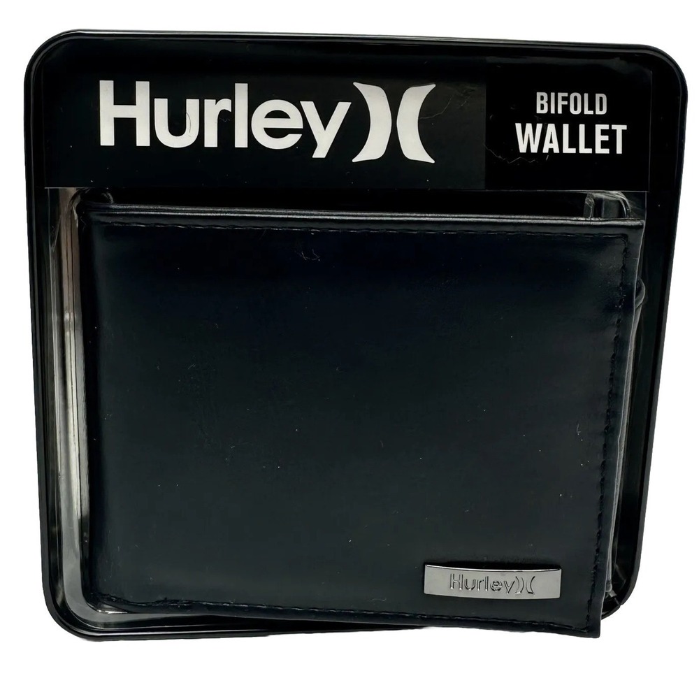 Hurley men's black Wallet Bifold Minimalist, 023 One Size